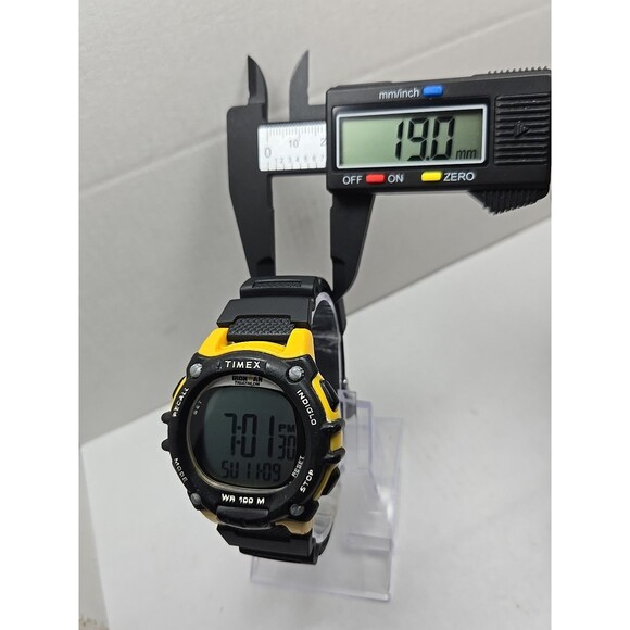 Timex Ironman Triathlon Flix Digital Yellow Black 100M Indiglo New Battery Watch - Picture 6 of 11